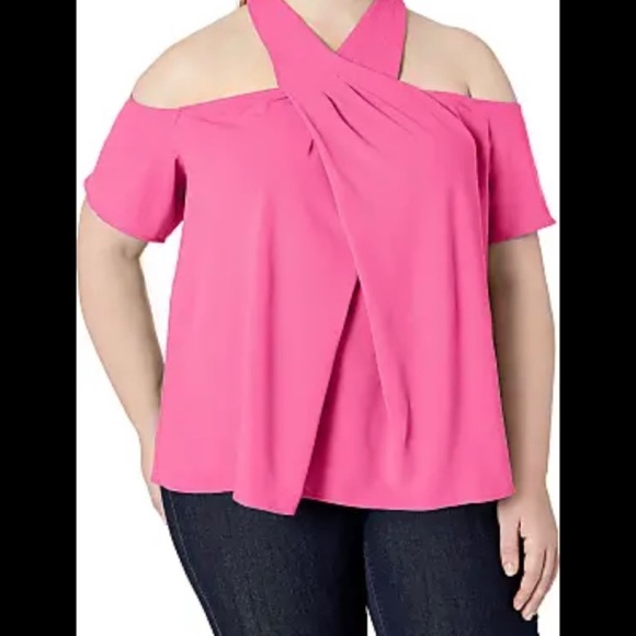 Rachel Roy Curvy April Neon Pink Halter Top - Picture 7 of 9